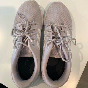 Purple Adidas cloud foam shoes